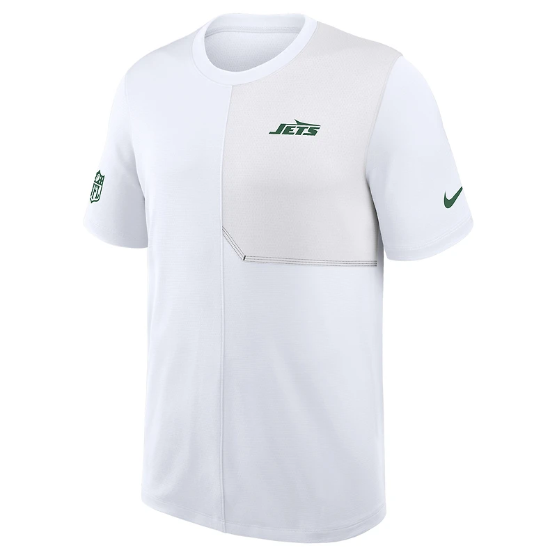 T-shirt d'entraîneur Nike blanc New York Jets Sideline UV Dri-Fit pour homme
