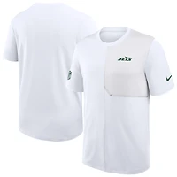 Men's Nike White New York Jets Sideline UV Dri-Fit Coach Shirt