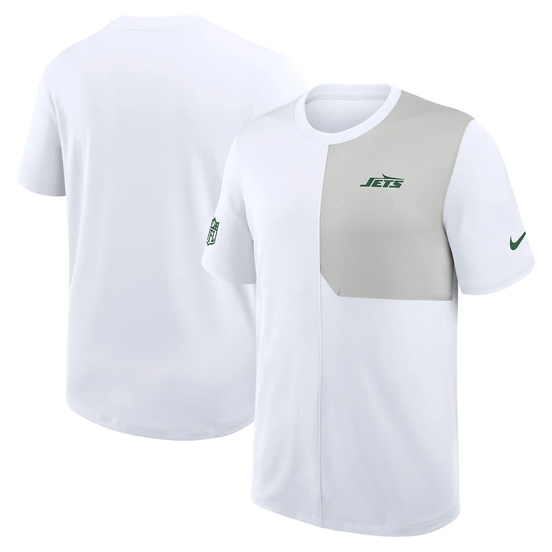 Men's Nike White New York Jets Sideline UV Performance Coach Shirt