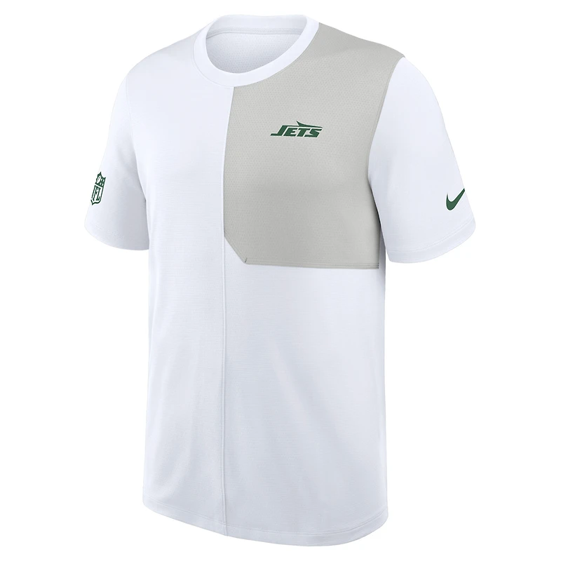 Men's Nike White New York Jets Sideline UV Performance Coach Shirt