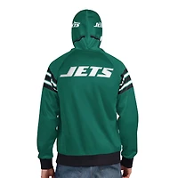 Veste de survêtement à capuche entièrement zippée Pro Player verte/noire pour homme des New York Jets