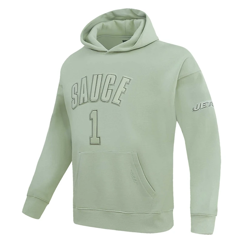 Men's Pro Standard Ahmad Sauce Gardner Light Green New York Jets Player Name & Number Pullover Hoodie