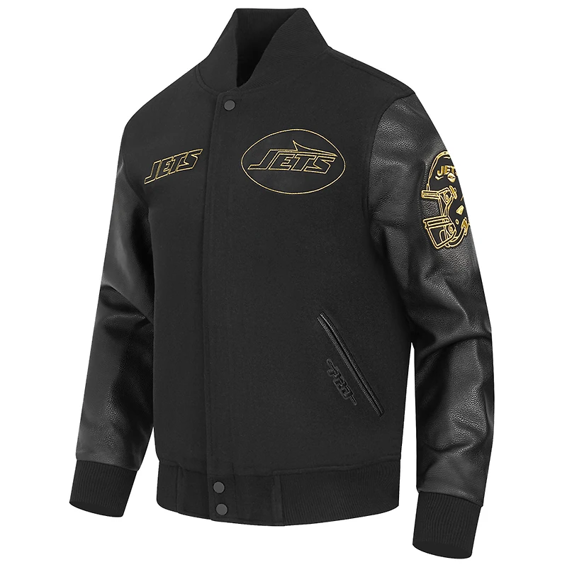 Men's Pro Standard Black New York Jets Full-Zip Varsity Jacket