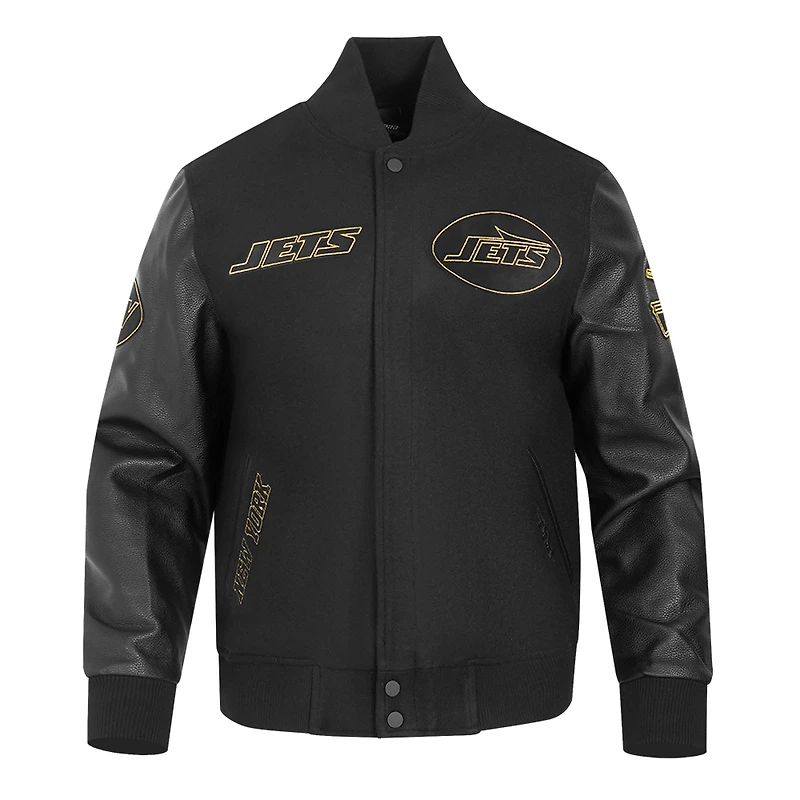 Men's Pro Standard Black New York Jets Full-Zip Varsity Jacket