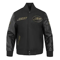 Men's Pro Standard Black New York Jets Full-Zip Varsity Jacket