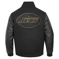 Men's Pro Standard Black New York Jets Full-Zip Varsity Jacket