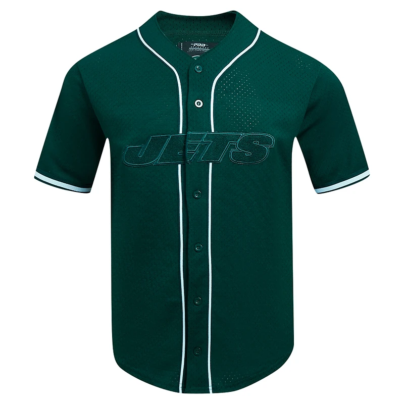 Chemise boutonnée en maille triple ton sur Pro Standard Green New York Jets pour hommes