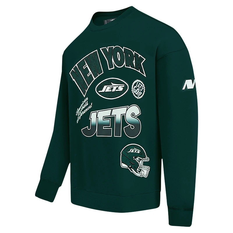 Men's Pro Standard Green New York Jets Turn It Up Drop Shoulder Pullover Sweatshirt