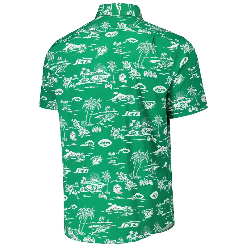 Chemise boutonnée à imprimé Kekai pour hommes Reyn Spooner Kelly Green New York Jets Throwback