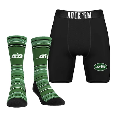 Lot de chaussettes et caleçons boxeurs Rock Em Socks pour hommes des New York Jets