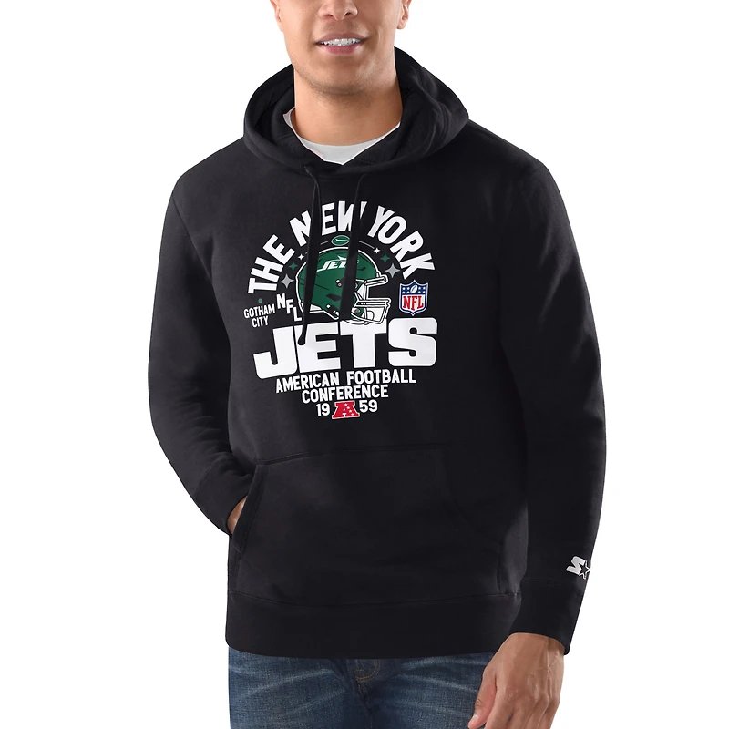 Sweat à capuche noir Starter pour homme des New York Jets de Gotham City