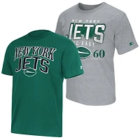 Men's Starter  Green/Gray New York Jets Two-Pack Logo T-Shirt Set