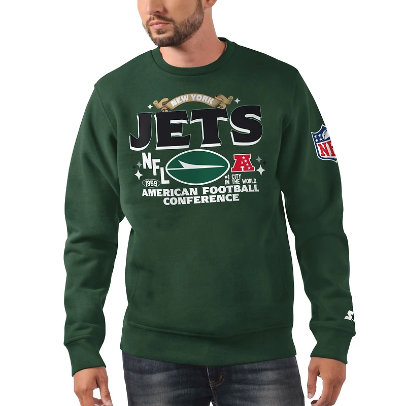 Sweat-shirt en molleton classique AFC pour homme, vert Starter, des New York Jets