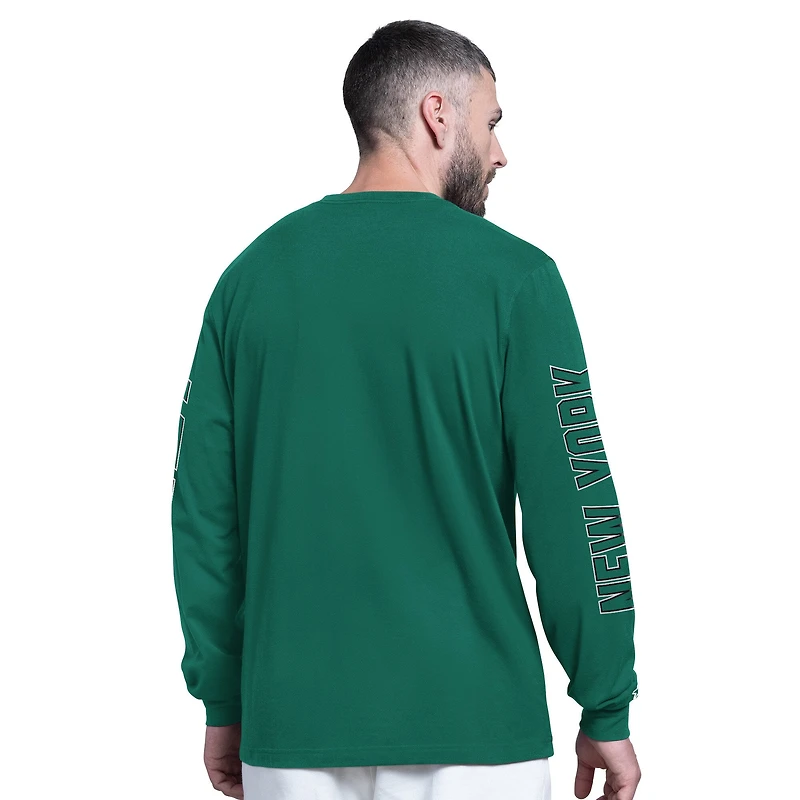 Men's Starter Green New York Jets Clutch Hit II Long-Sleeve T-Shirt