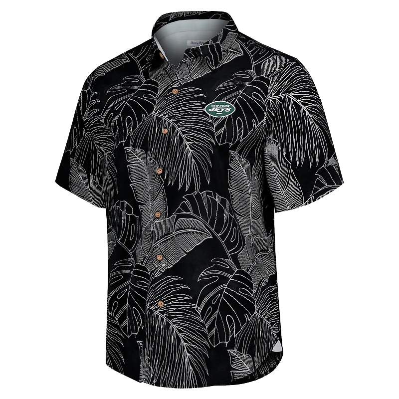 Chemise boutonnée Tommy Bahama noire New York Jets Sport Vine Line pour hommes