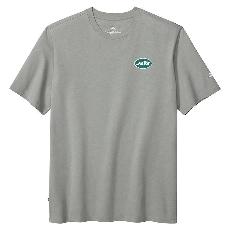 T-shirt Tommy Bahama gris pour homme, motif Huddle & Hang Tens des New York Jets