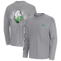 Men's Tommy Bahama  Gray New York Jets Oasis Endzone Lux Long Sleeve T-Shirt