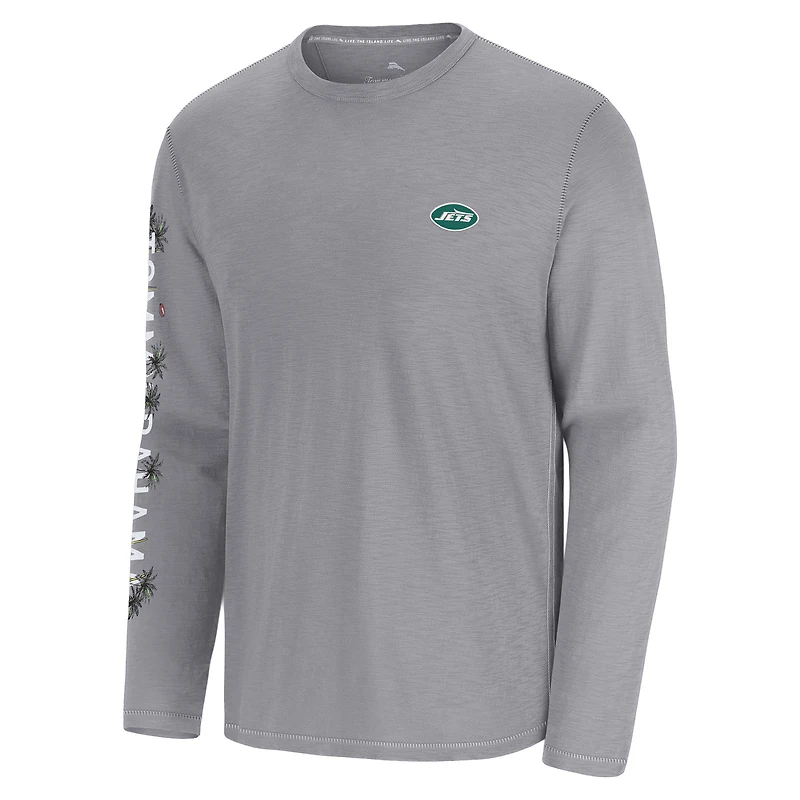 Men's Tommy Bahama  Gray New York Jets Oasis Endzone Lux Long Sleeve T-Shirt