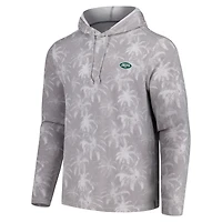 Men's Tommy Bahama Gray New York Jets Palm Frenzy Hoodie Long Sleeve T-Shirt