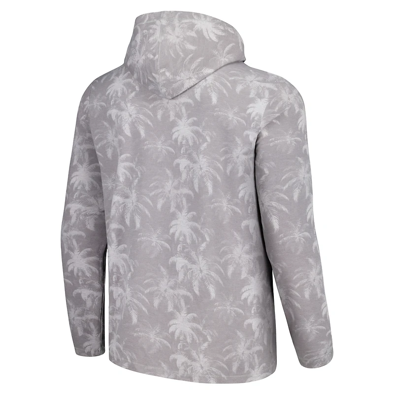 Men's Tommy Bahama Gray New York Jets Palm Frenzy Hoodie Long Sleeve T-Shirt