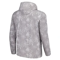 Men's Tommy Bahama Gray New York Jets Palm Frenzy Hoodie Long Sleeve T-Shirt