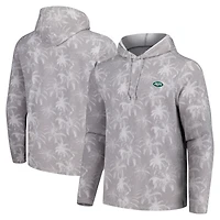 Men's Tommy Bahama Gray New York Jets Palm Frenzy Hoodie Long Sleeve T-Shirt