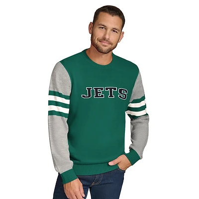 Pull ras du cou en acrylique vert/gris chiné Tommy Hilfiger pour homme, New York Jets