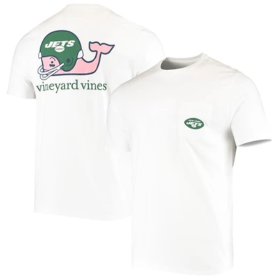 Men's Vineyard Vines White New York Jets Team Whale Helmet T-Shirt
