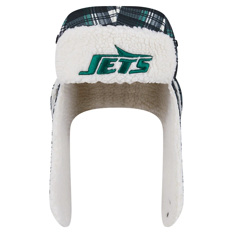 Casquette trappeur en sherpa à carreaux noirs New York Jets de Era