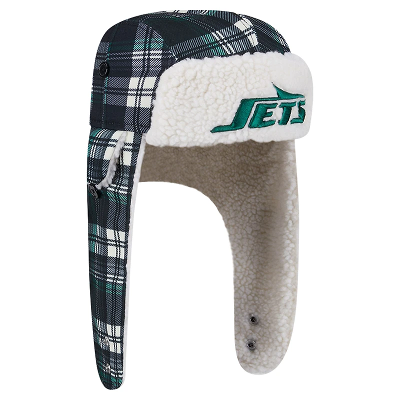 Casquette trappeur en sherpa à carreaux noirs New York Jets de Era