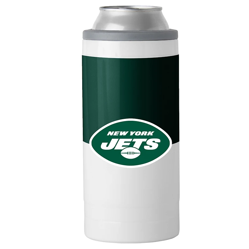 Glacière à canette mince à blocs de couleurs de 12 oz des New York Jets