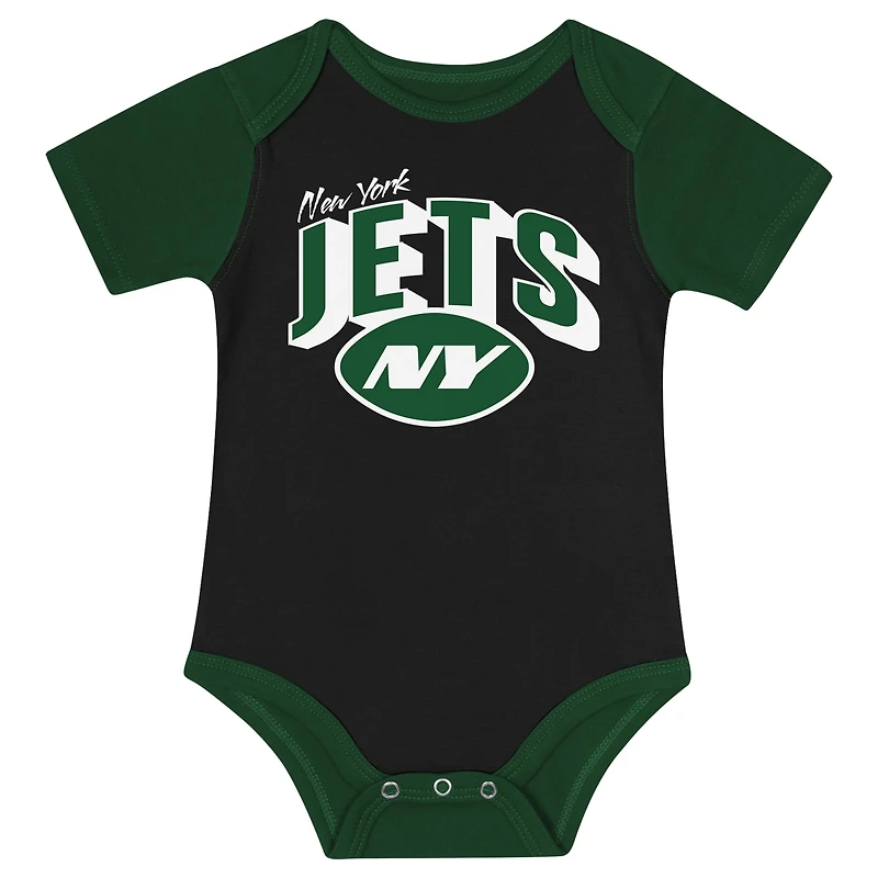 Ensemble body, bavoir et bonnet en tricot pour nouveau-né bébé des New York Jets Dynamic Duo
