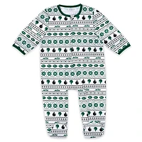 Newborn & Infant WEAR by Erin Andrews New York Jets Allover Print Full-Zip Sleeper Bib Set