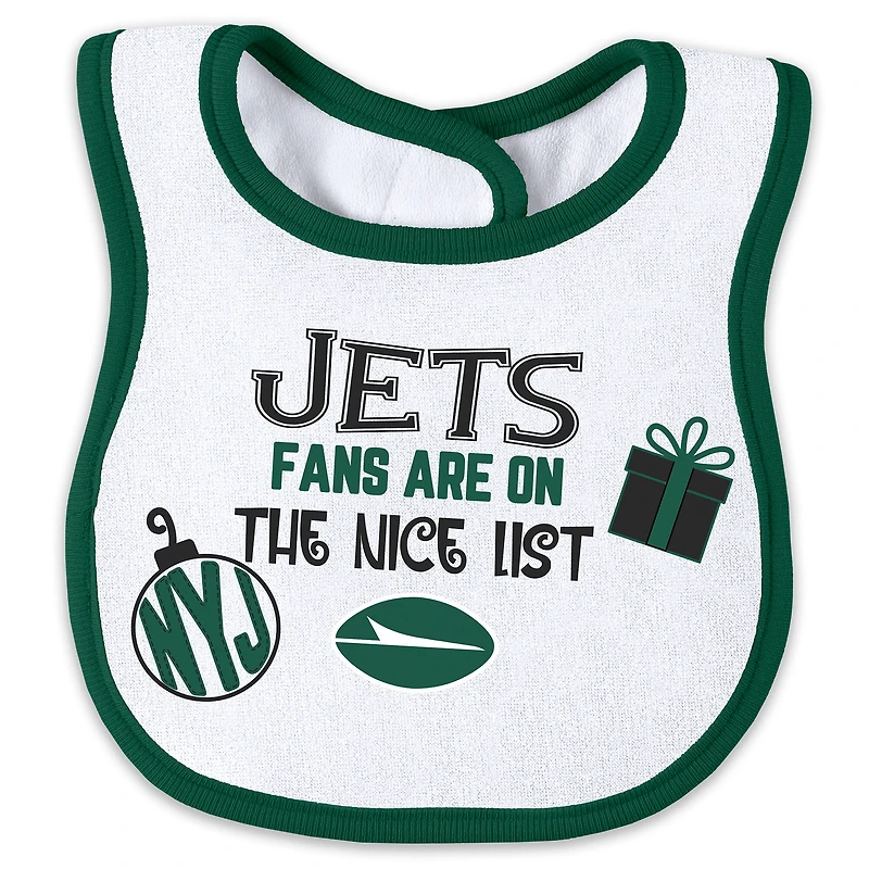 Newborn & Infant WEAR by Erin Andrews New York Jets Allover Print Full-Zip Sleeper Bib Set
