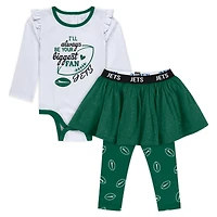 Newborn & Infant WEAR by Erin Andrews New York Jets Three-Piece Long Sleeve Bodysuit, Tutu and Sweatpants Set