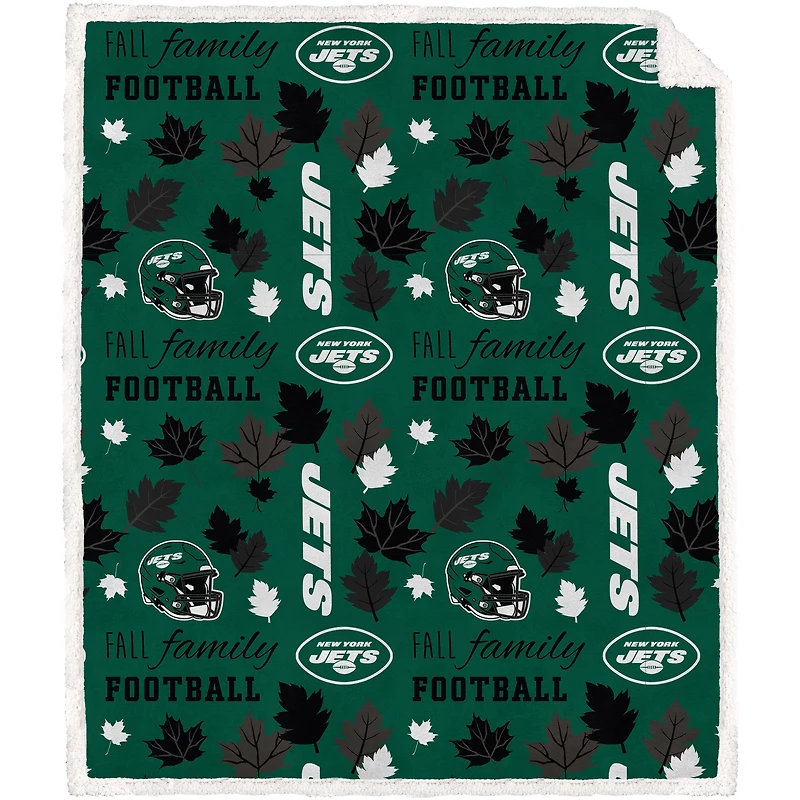Pegasus New York Jets 60" x 70" Fall, Family & Football Flannel Fleece Sherpa Blanket
