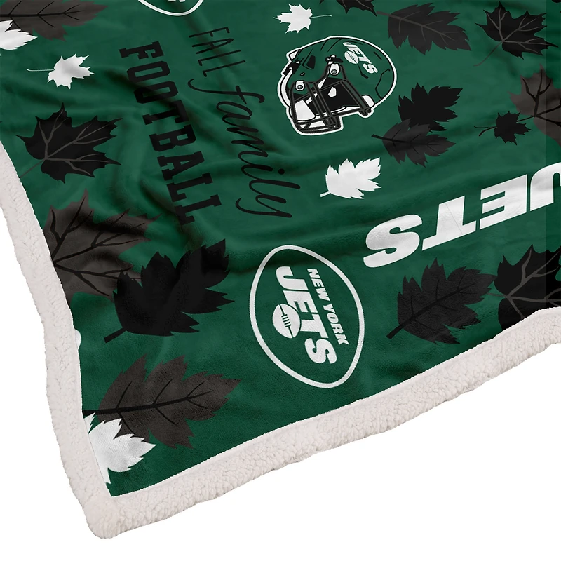 Pegasus New York Jets 60" x 70" Fall, Family & Football Flannel Fleece Sherpa Blanket