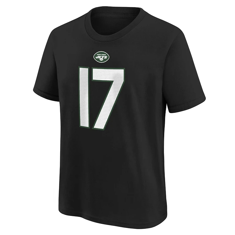 T-shirt Nike noir avec nom et numéro de joueur des New York Jets Garrett Wilson pour enfant d'âge préscolaire