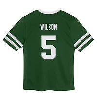 Maillot de match Nike Garrett Wilson Legacy vert des Jets New York pour enfants d'âge préscolaire