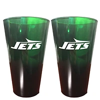 Ensemble de deux verres à bière ombrés de 473 ml (16 oz) aux couleurs des New York Jets de The Memory Company