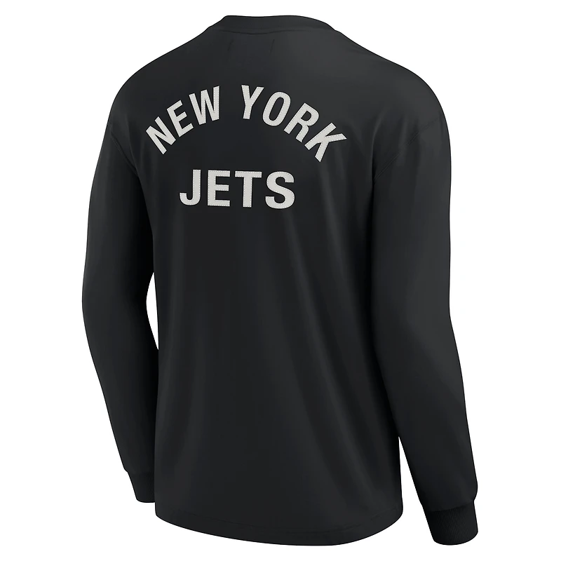 T-shirt unisexe fanatiques noir à manches longues New York Jets Elements super doux