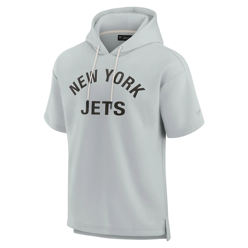 Unisex Fanatics Gray New York Jets Elements Super Soft Fleece Short Sleeve Pullover Hoodie
