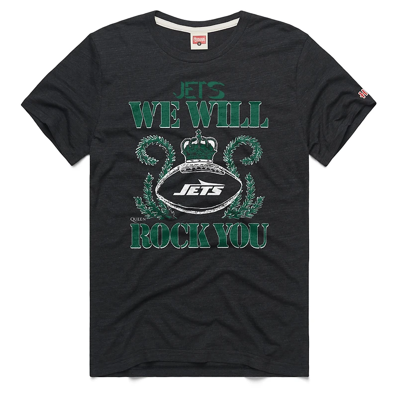 Unisex Homage Charcoal New York Jets 2026 NFL Schedule Queen Tri-Blend T-Shirt