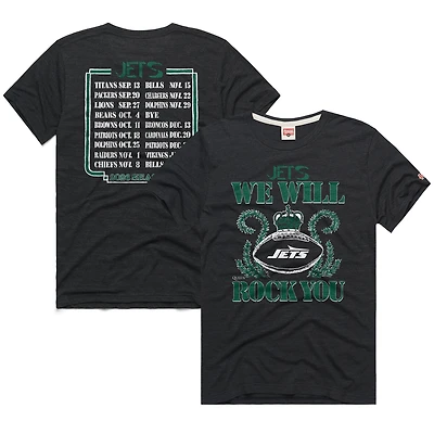 Unisex Homage Charcoal New York Jets 2026 NFL Schedule Queen Tri-Blend T-Shirt