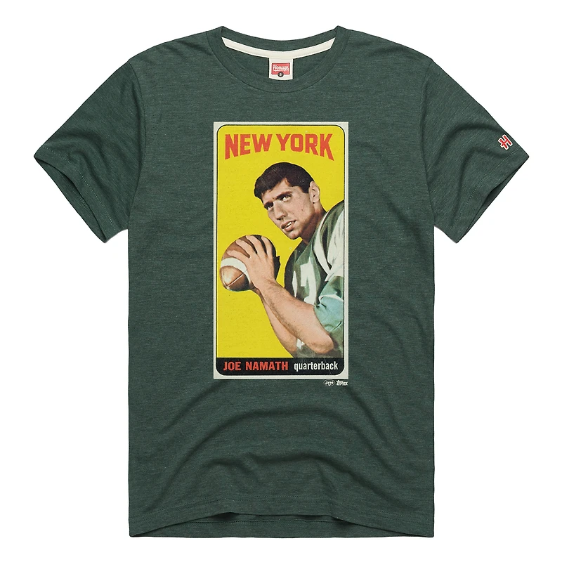 Unisex Homage Joe Namath Green New York Jets NFL Topps Trading Card Tri-Blend T-Shirt