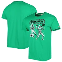 Unisex Homage Joe Namath Heather Green New York Jets  Caricature Retired Player Tri-Blend T-Shirt