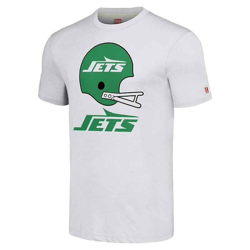 T-shirt triple mélange unisexe Hommage blanc des New York Jets avec grand casque