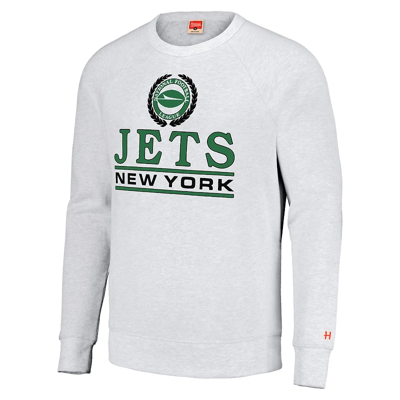 Sweat-shirt à col rond unisexe Hommage blanc New York Jets Crest Tri-Blend Crewneck