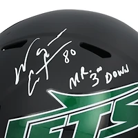 Réplique du casque Riddell noir Alternate Speed ​​autographié par Wayne Chrebet des New York Jets avec l'inscription « Mr. Third Down »