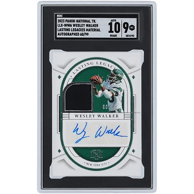 Carte authentifiée Panini National Treasures Lasting Legacies Material Relic #LLE-WWA #60/99 SGC 9/10 autographiée par Wesley Walker des New York Jets 2023